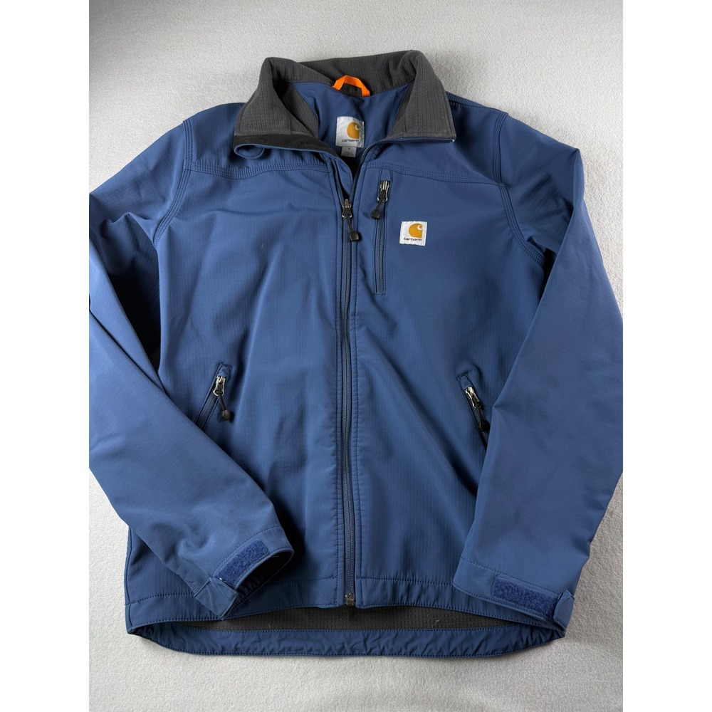 Carhartt Crowley Softshell Jacket Mens Small Blue Full Zip Fleece Lined 102233